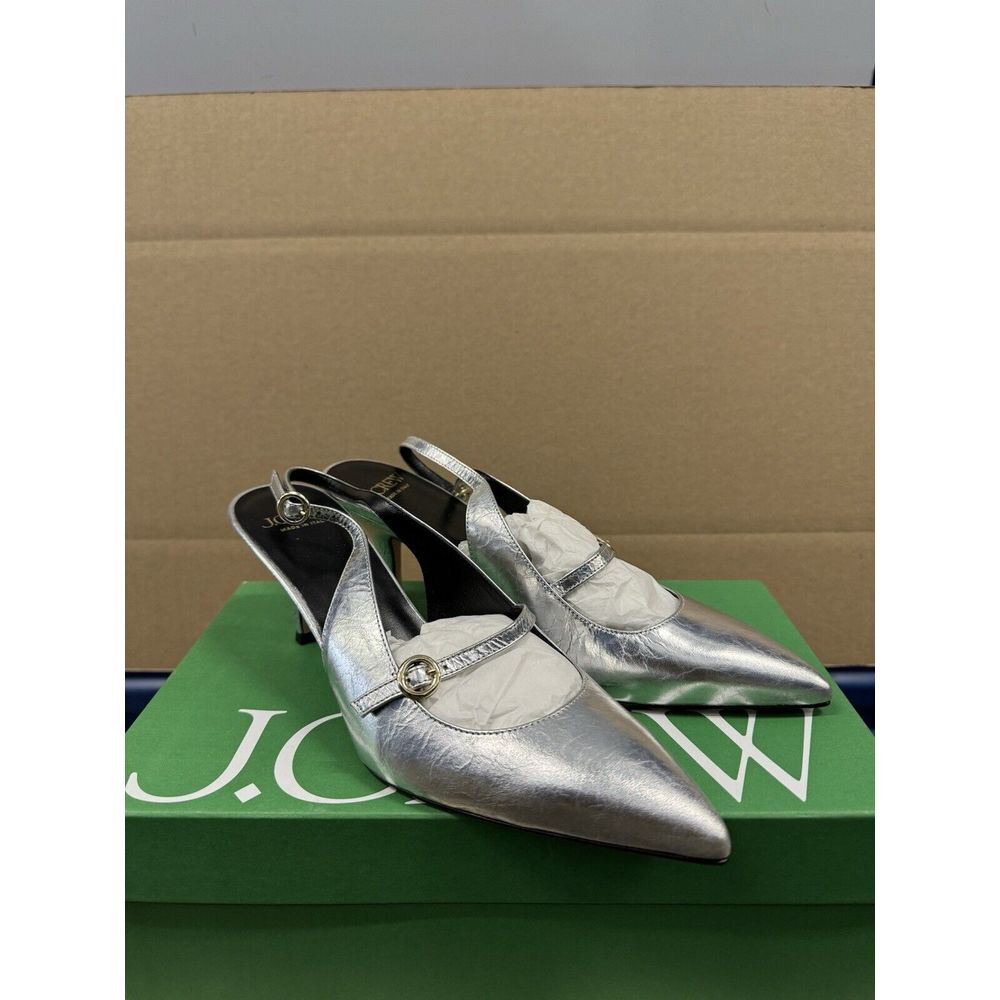 J. Crew Buckle Slingback Heel Pump Metallic Leather Size‎ 7.5 New
